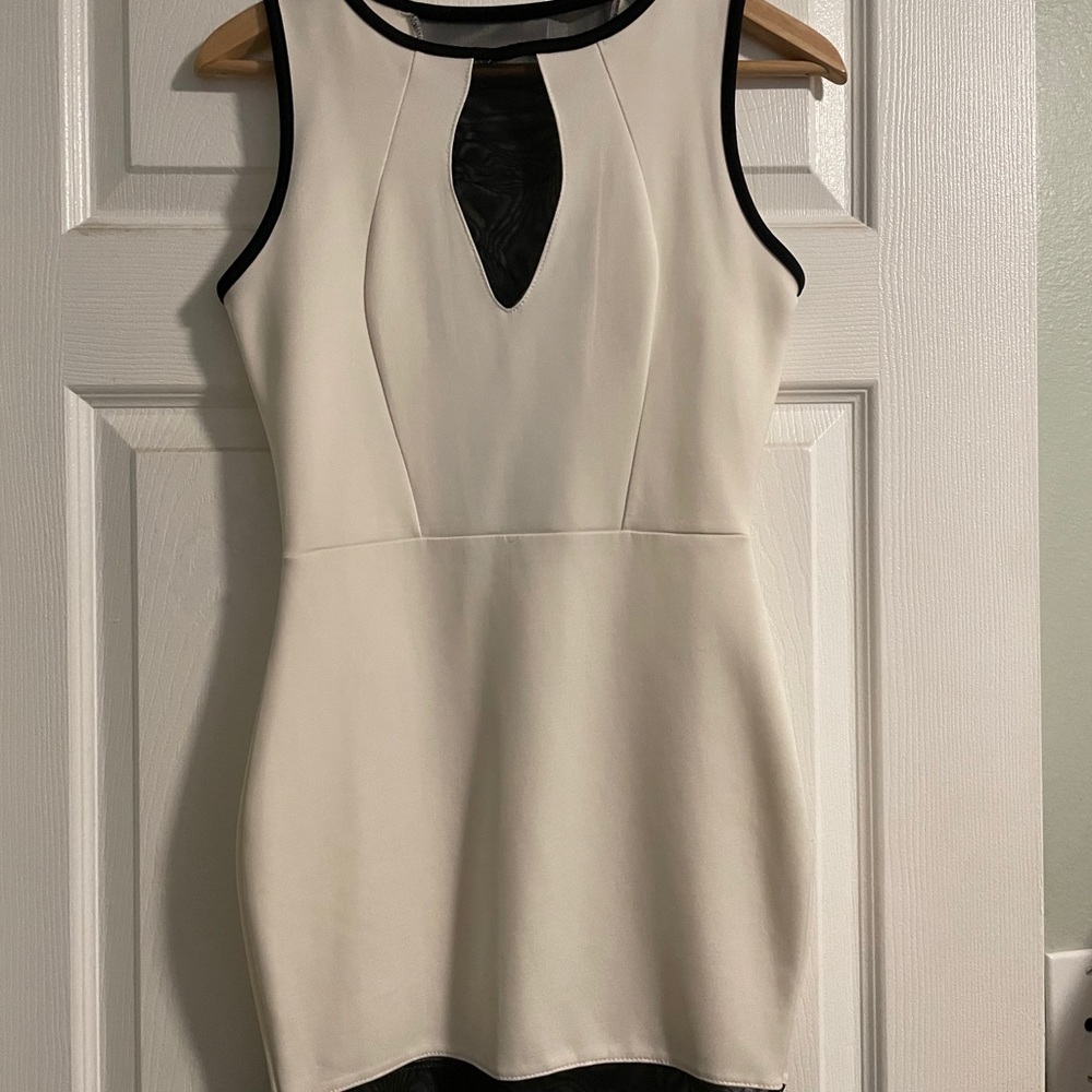 White with black mesh dress
